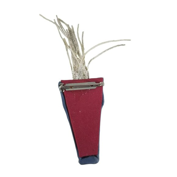 Art to Wear Blue Clay Robot Face Pin Silver Screw Mixed Materials Funky Artsy - Picture 5 of 7